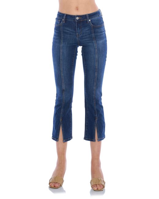 PROSPERITY DENIM Blue Seamed Split Hem Crop Flare Jeans