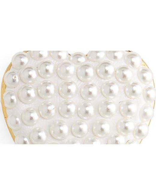 Lele Sadoughi White Heart Button Stud Earrings
