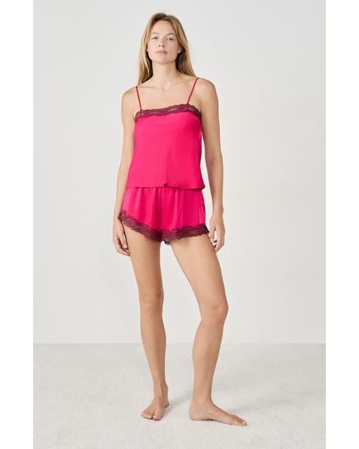 Etam Pink Attitude Lace Trim Satin Camisole