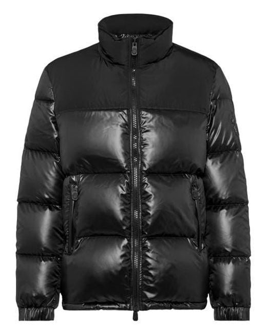 Billionaire Black Nylon Down Jacket Bicolor Crest for men