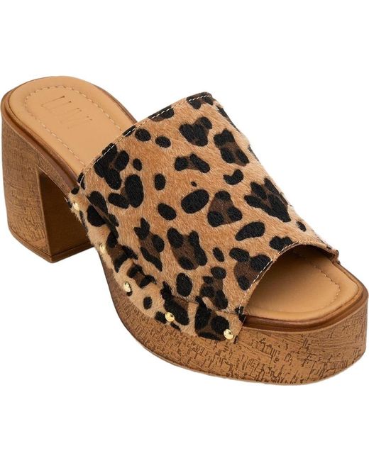 Forever & Always Shoes Brown Pull Leather Platform Mules