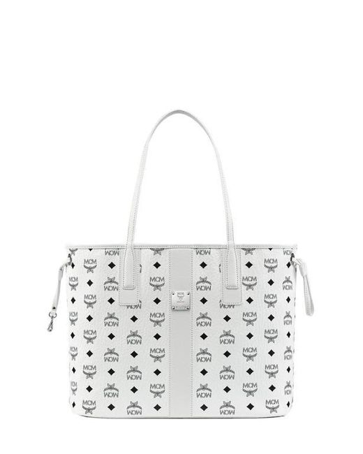 MCM White Medium Liz Reversible Shopper