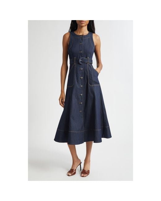 Cinq À Sept Blue Cezanne Denim Midi Dress
