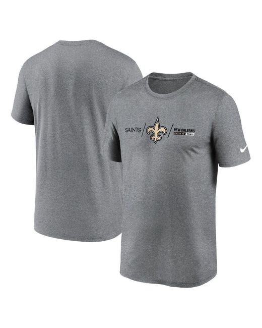 Nike Gray Heathered Charcoal New Orleans Saints Horizontal Lockup Legend Performance T-shirt for men
