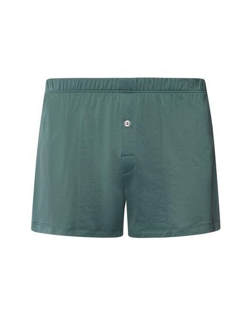 Hanro Green Cotton Sporty Button Fly Cotton Boxer for men