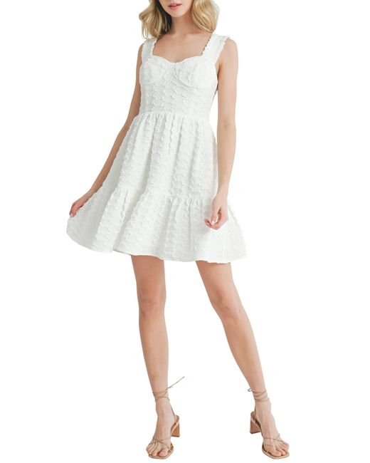 All In Favor White Corset Bodice Textured Minidress In At Nordstrom, Size X-large