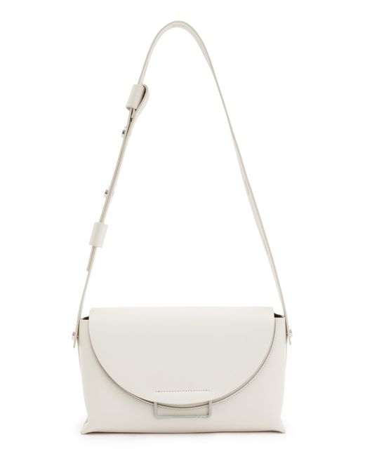 AllSaints White Celeste Leather Crossbody Bag