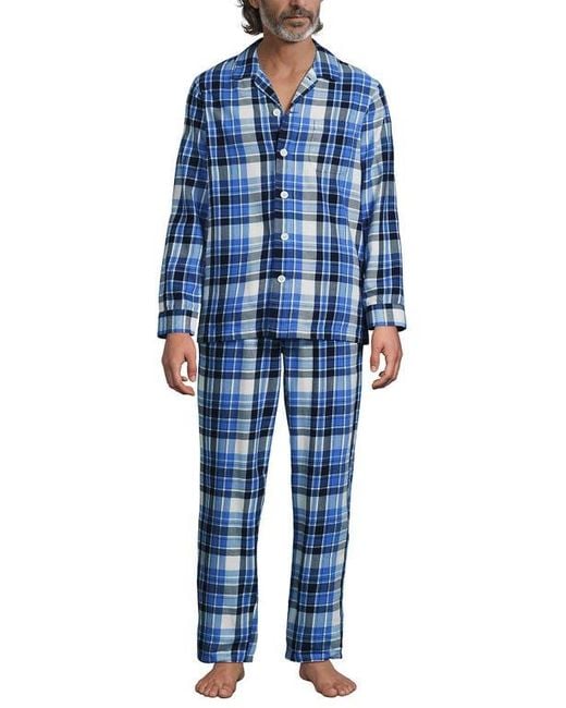 Lands' End Men's Blue Flannel Pajama Set