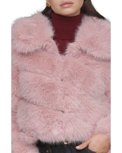 Avec Les Filles Pink Faux Fur Crop Jacket