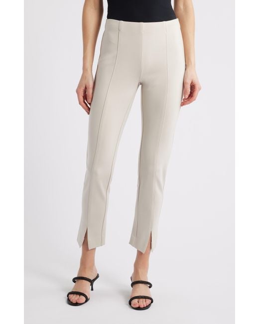 Apny White Split Hem Pull-On Crop Slim Pants