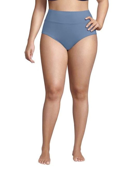 Lands' End Women's Blue Chlorine Resistant Pinchless High Waisted