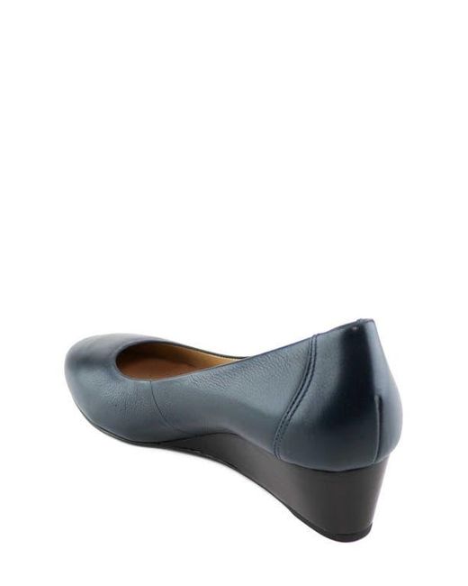 Marc Joseph New York Blue Prospect Leather Wedge Pump