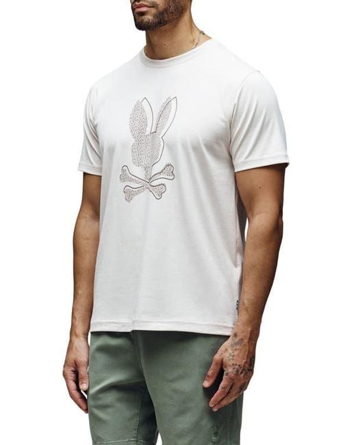 Psycho Bunny White Jasper Pima Cotton Graphic T-Shirt for men