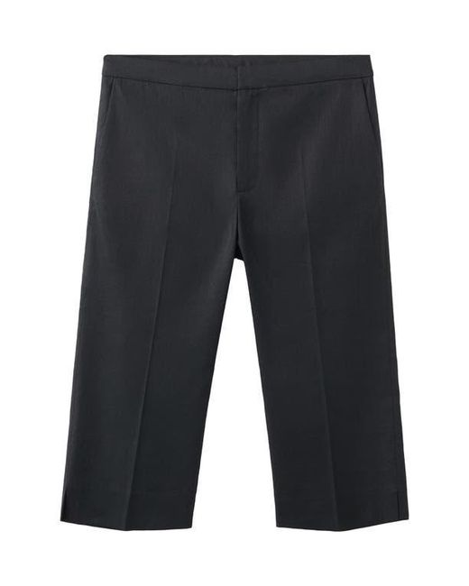 Mango Blue Linen Blend Capri Pants