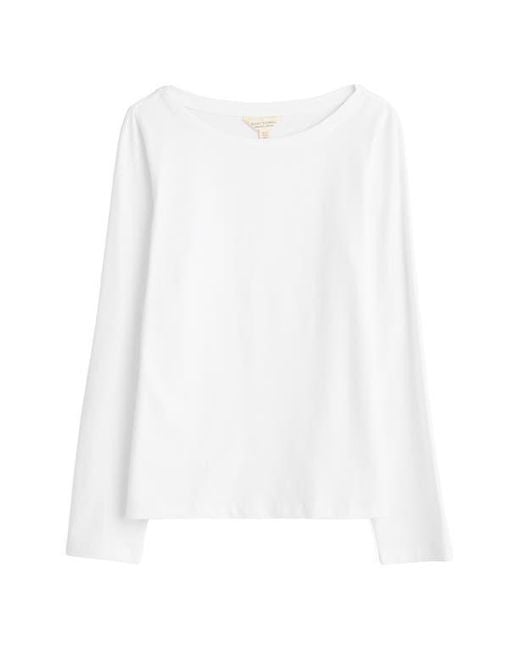 Seasalt Cornwall White Easel Long Sleeve Stretch Organic Cotton Top