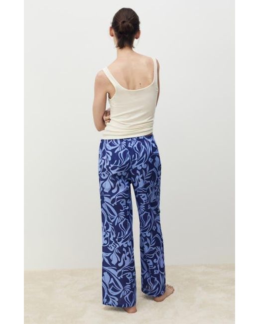 Mango Blue Two-Tone Print Cotton Pants