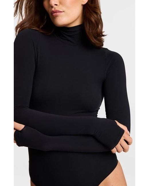 Commando Black Ballet Body Turtleneck Thong Bodysuit
