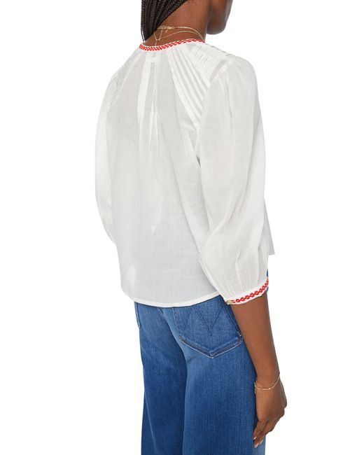 Mother Blue The In A Pinch Pleated Cotton Top