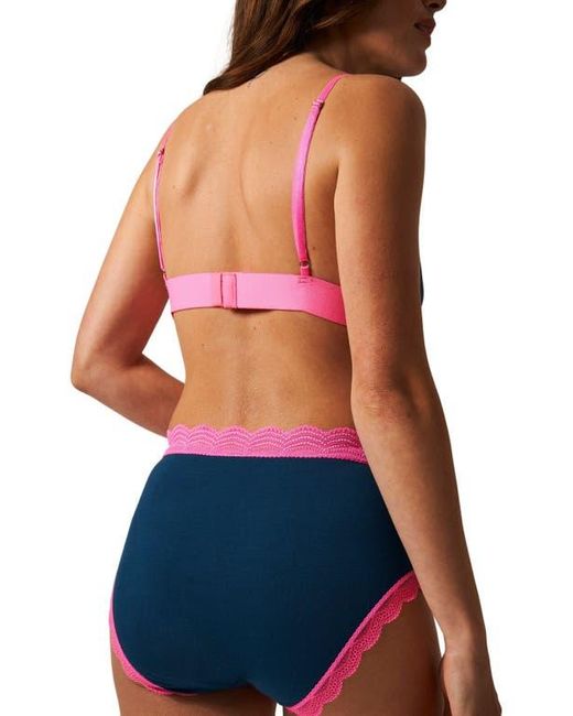 Stripe & Stare Blue Lace Bralette & High Rise Knicker Set
