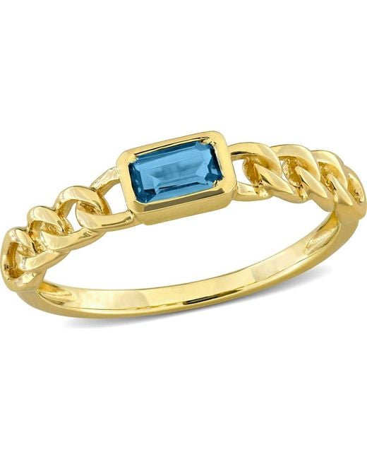 Julianna B Metallic Solitaire Birthstone Link Design Ring 14K