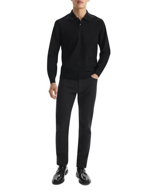 Theory Black Goris Long Sleeve Polo for men