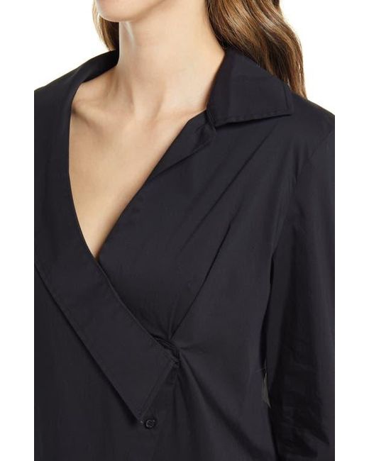 Halogen® Black Asymmetric Button-Up Blouse