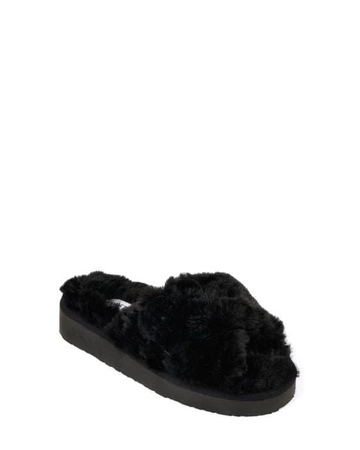 Minnetonka Women's Black Teddy 3 Faux Fur Slipper
