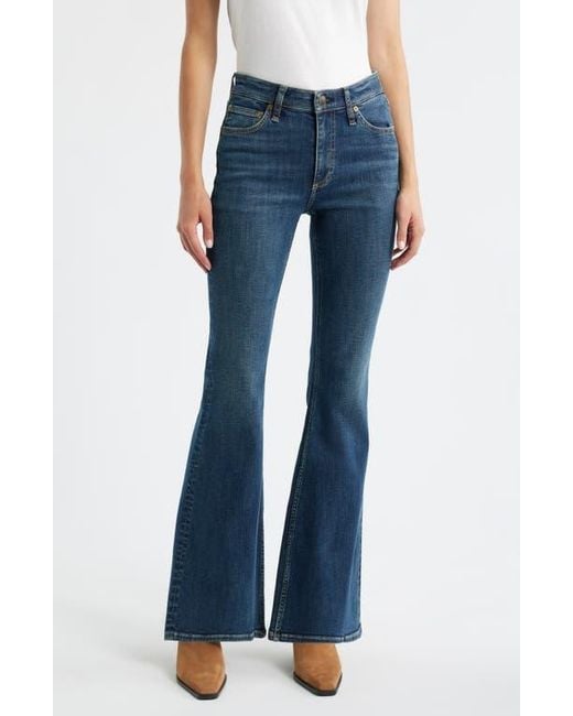 Rag & Bone Blue Flexi Dahlia Mid Rise Flare Jeans