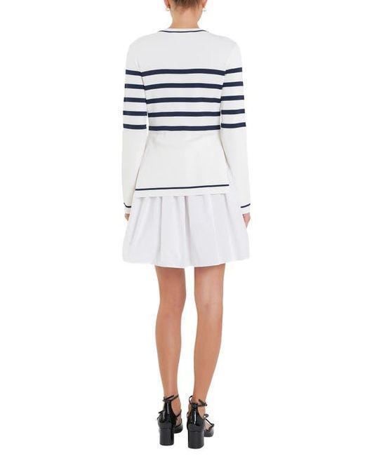 English Factory White Long Sleeve Mixed Media Minidress