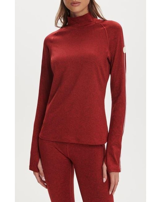 Varley Red Always Warm Mock Neck Base Layer Top