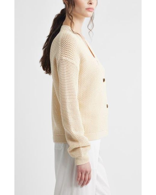 Caslon Natural Open Stitch Cotton Cardigan