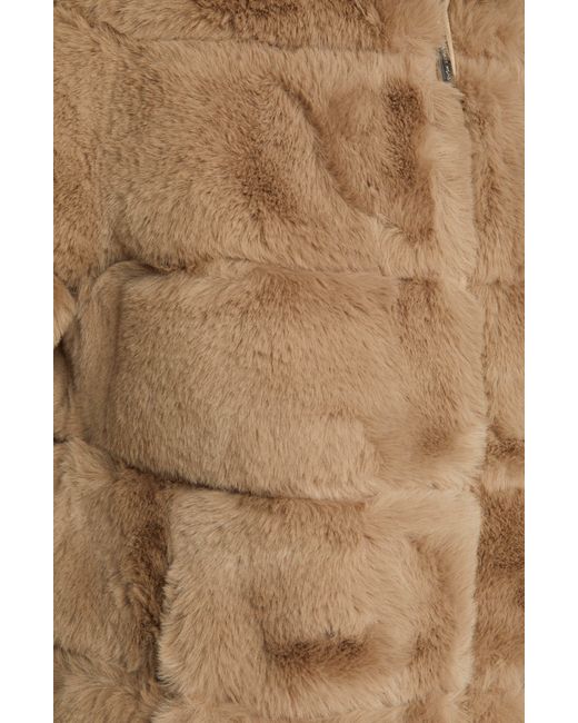 MICHAEL Michael Kors Stand Collar Faux Fur Walking Coat in Natural Lyst
