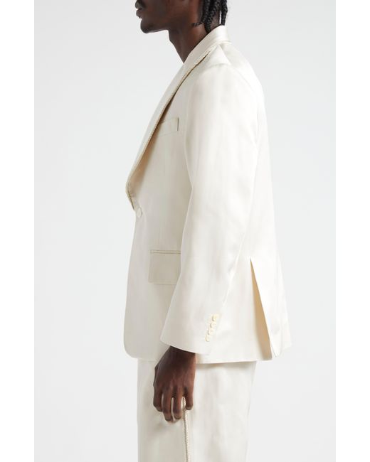 Bode White Shawl Collar Silk Twill Tuxedo Jacket for men