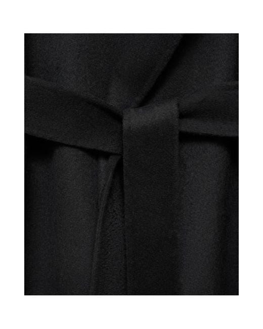 Mango Black Wool Blend Wrap Coat