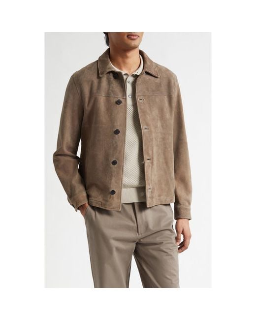 Sunspel Brown Suede Jacket for men