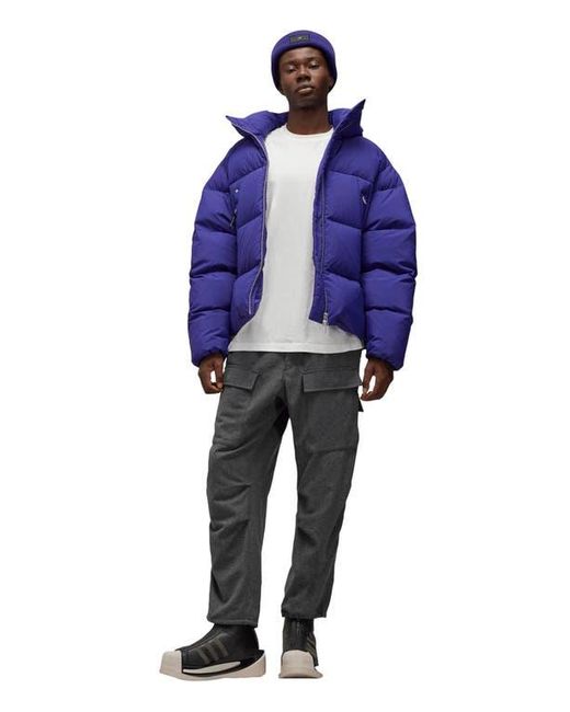 Y 3 Removable Hood Down Puffer Jacket in Blue for Men Lyst
