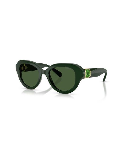 Swarovski Green 50Mm Small Round Sunglasses