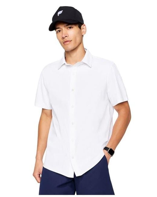 Fabletics White The Don Short Sleeve Button Up for men