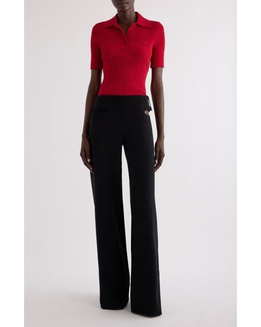 Courreges Black Loop Crepe Wide Leg Pants