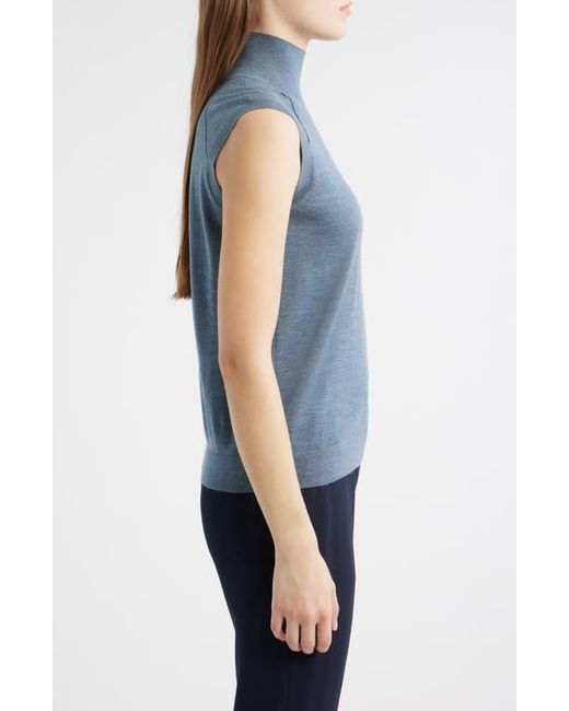 Boss Blue Fipini Turtleneck Sleeveless Virgin Wool Sweater