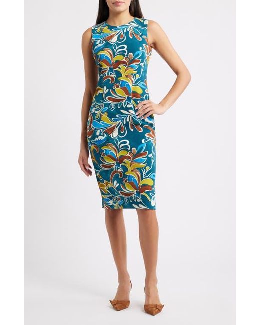 Anne Klein Women's Blue Print Sleeveless Sheath Dress