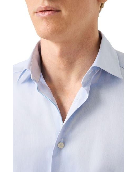 Eton of Sweden Blue Contemporary Fit Solid Cotton Dress Shirt for men