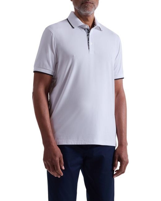Bugatchi Blue Three-Button Performance Polo for men
