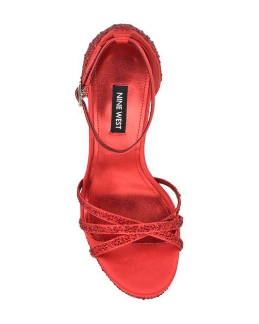 Nine West Red Lartay Platform Ankle Strap Sandal