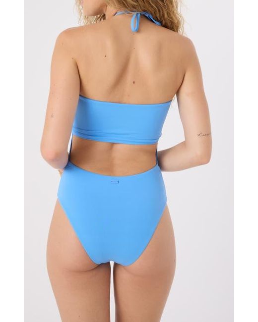 Roxy Blue Beach Classics Ruched Plunge Bikini Top