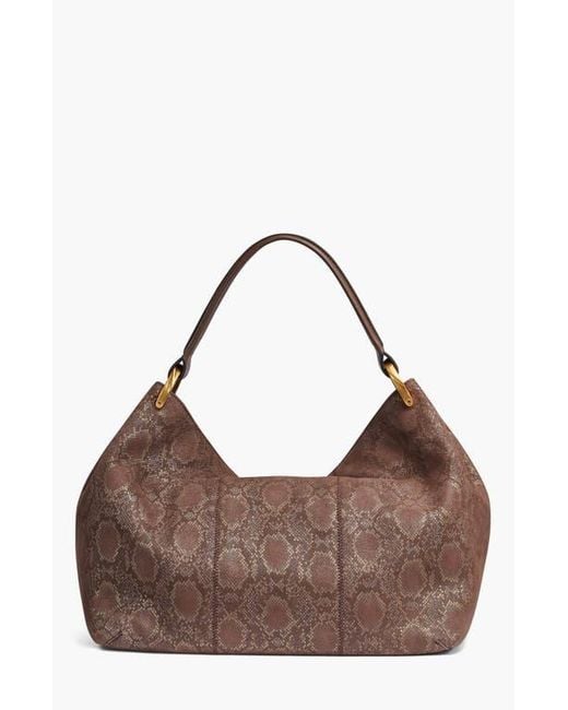 Donna Karan Brown Glenwood Python Suede Shoulder