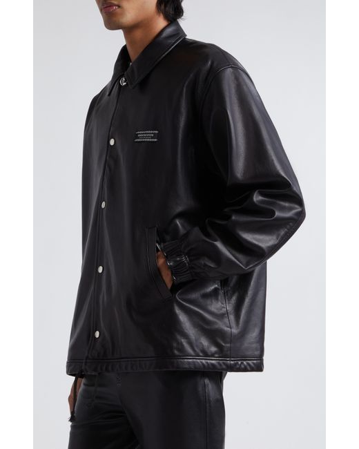 Undercover Black Snap-up Leather Jacket for men