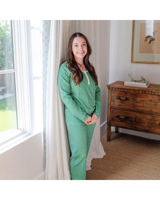 Lila and Hayes Green Calli Pajama Longsleeve Top Pants Set
