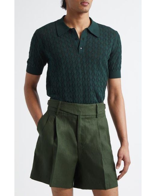 Dolce & Gabbana Green Openwork Polo Sweater for men