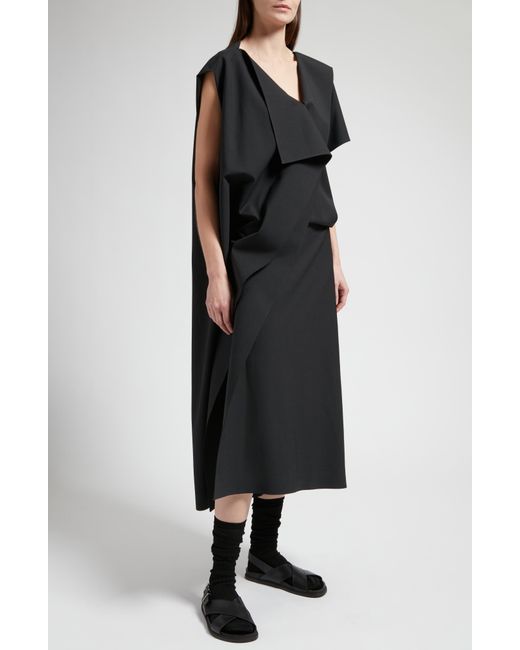 The Row Black Leonie Asymmetric Drape Dress
